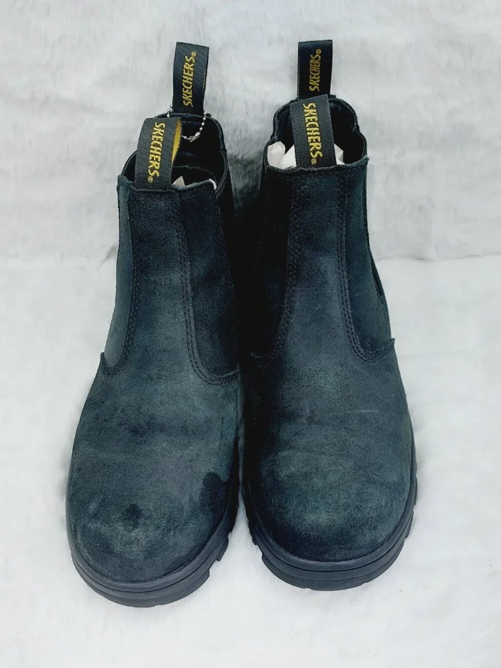 Skechers Men's Black Workshire Jannit Com-Toe Slip-On Work Chelsea Boots Size 10